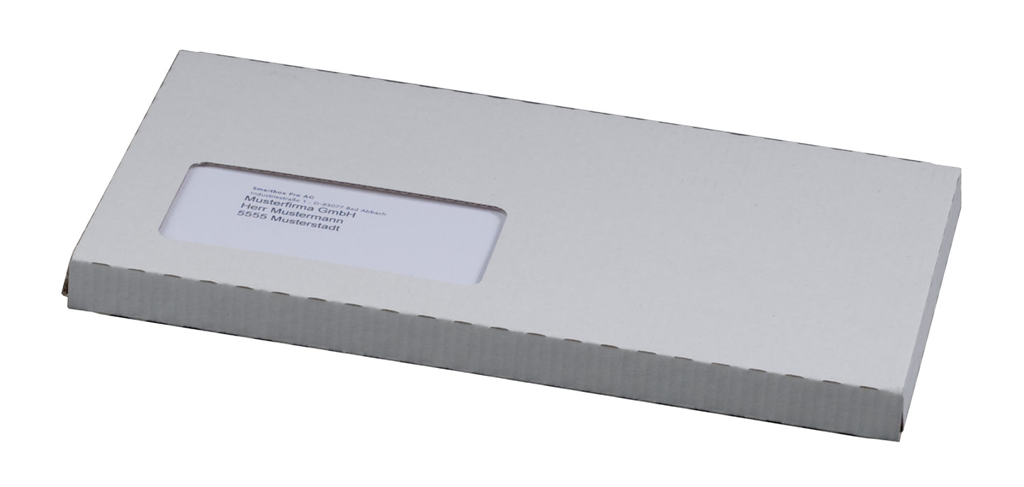 CD-Jewel-Mailer DIN LANG, 225x125x12mm sk m. Aufreißfaden, mit Fenster, weiß, links