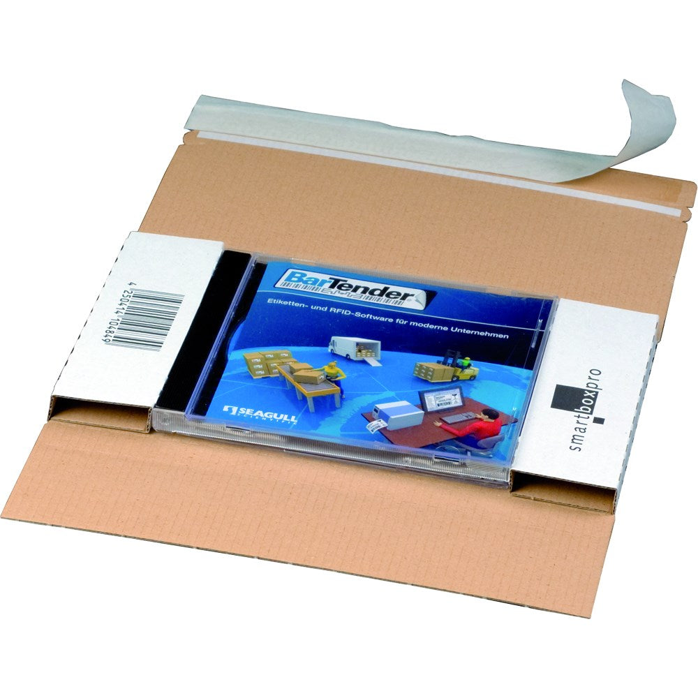 CD-Jewel-Mailer DIN LANG, 225x125x12mm sk m. Aufreißfaden, mit Fenster, weiß, links