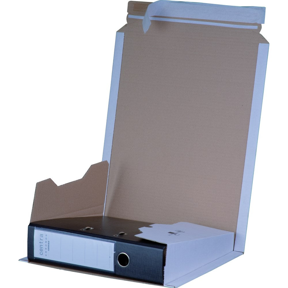 Ordnerversandverpackung, 320x285x35-80mm sk m. Aufreißfaden, weiß