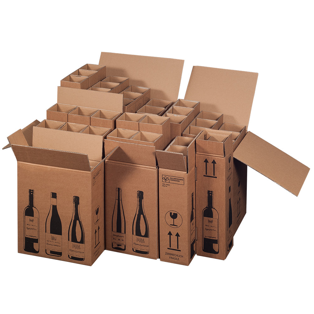 VERSANDKARTON FÜR 3er FLASCHEN, 305x108x368mm braun, für 3 Flaschen