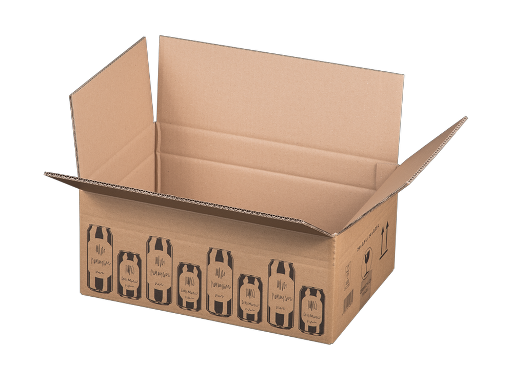 Versandkarton f. 24 Getränkedosen, 410x275x170mm, 0,33L + 0,5L Dosen, braun