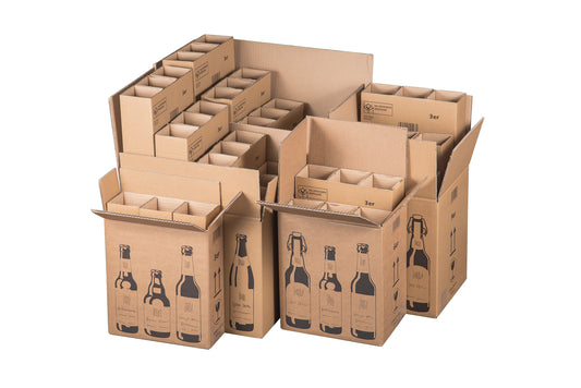 Bierversandkarton 9er Flaschen, 265x255x288mm, braun, Bierkarton