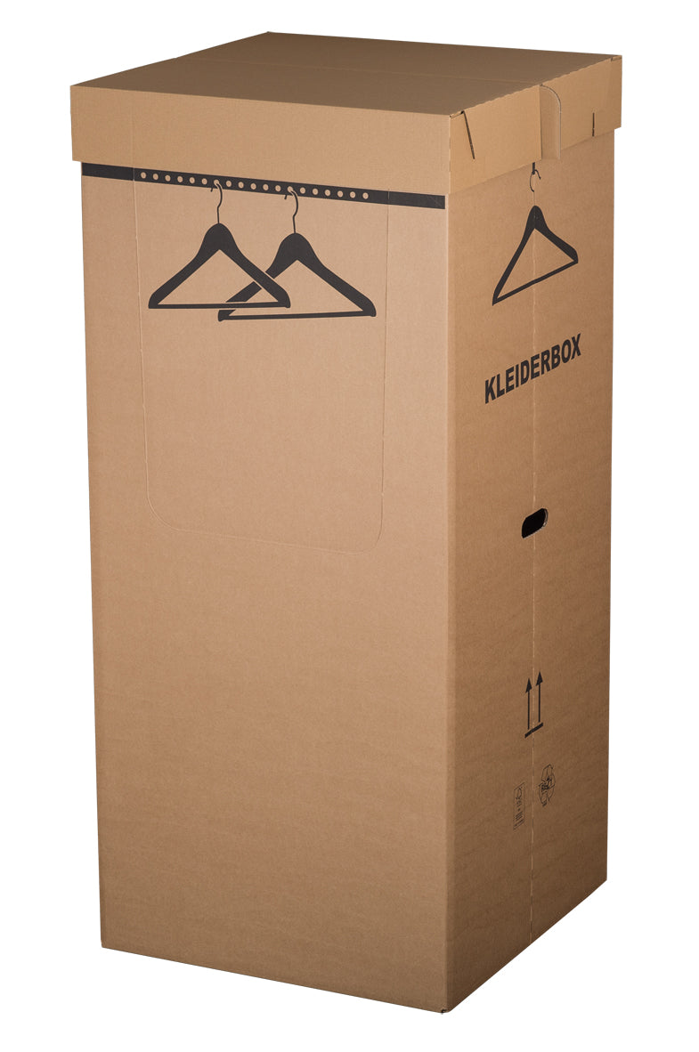 Kleiderbox, 545x545x1240mm, braun, mit Sonderstanzung, Boden + Deckel, Set