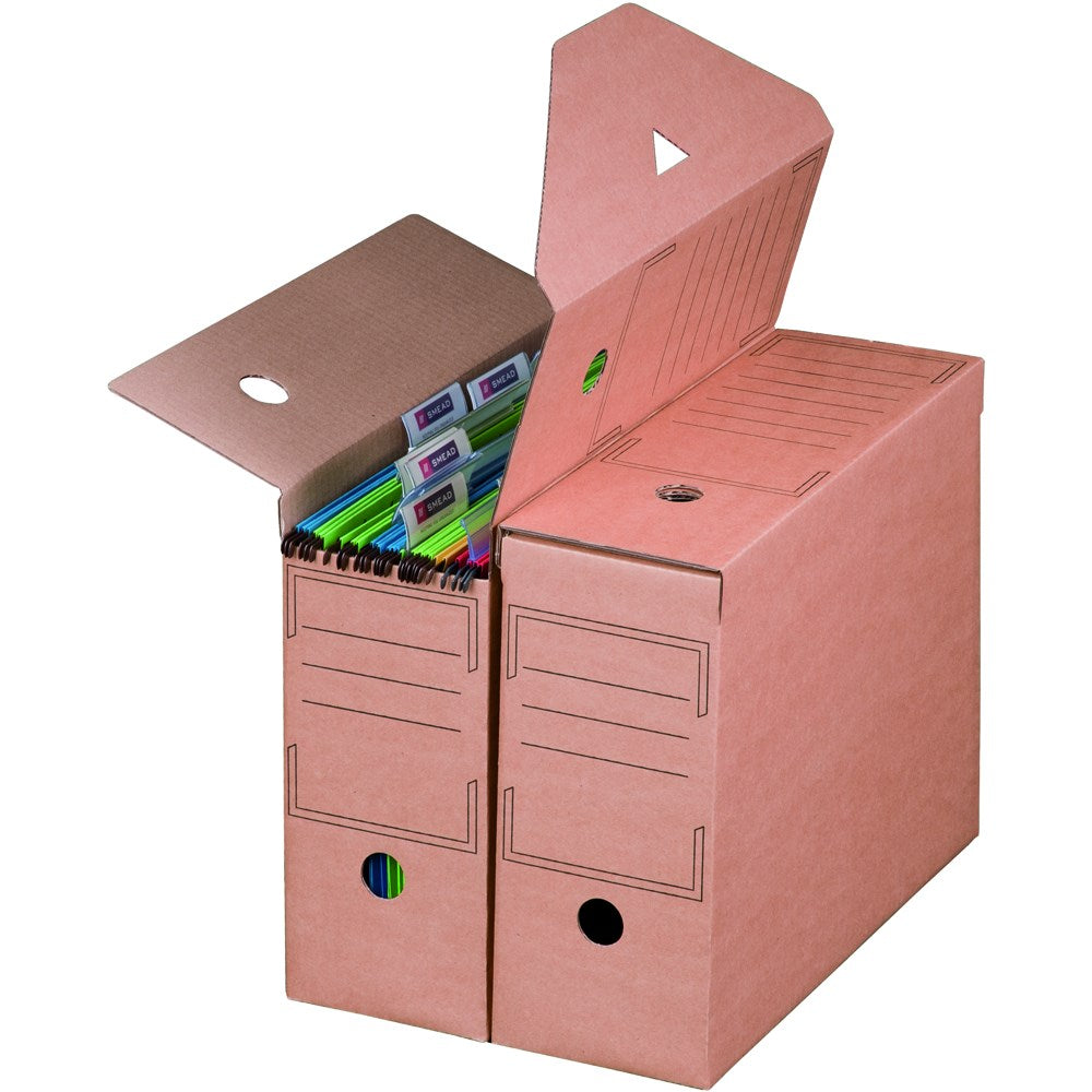 Archivbox für Hängemappen, 328x115x239mm wiederverschließbar, braun