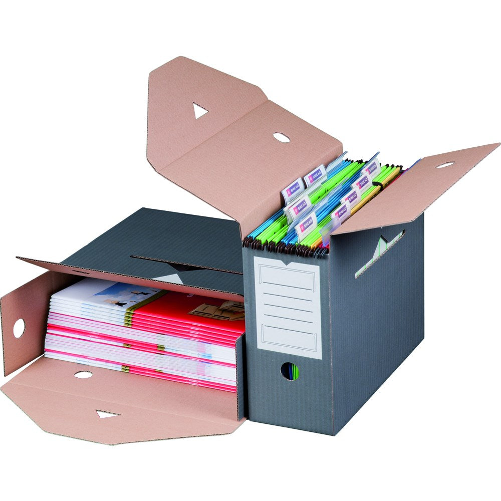 Archivbox Für Hängemappen, 330x120x265mm wiederverschließbar, anthrazit
