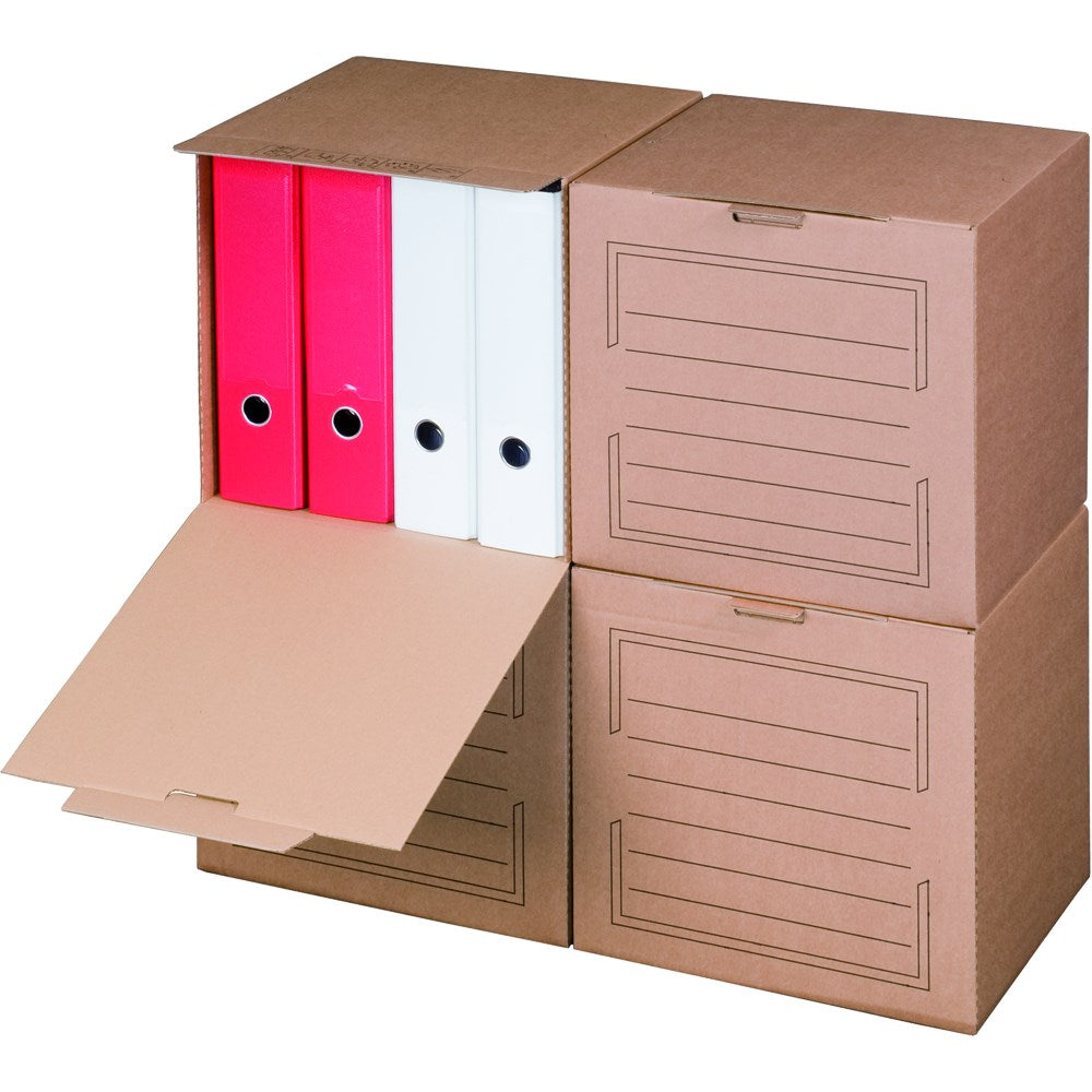 Archivbox, 297x334x330 mm, wiederverschließbar, braun, mit Frontklappe