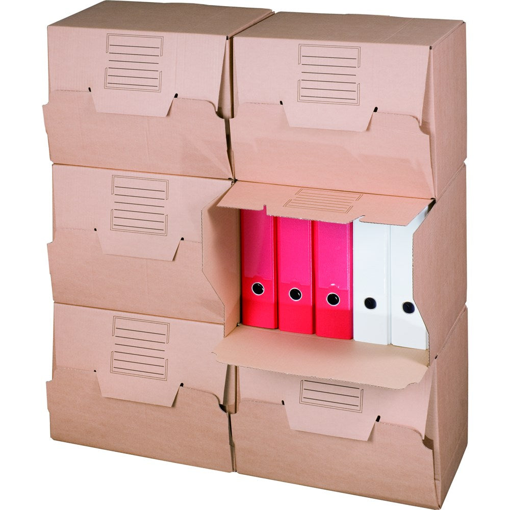 Archivbox, 426x326x295mm, braun großes Beschriftungsfeld