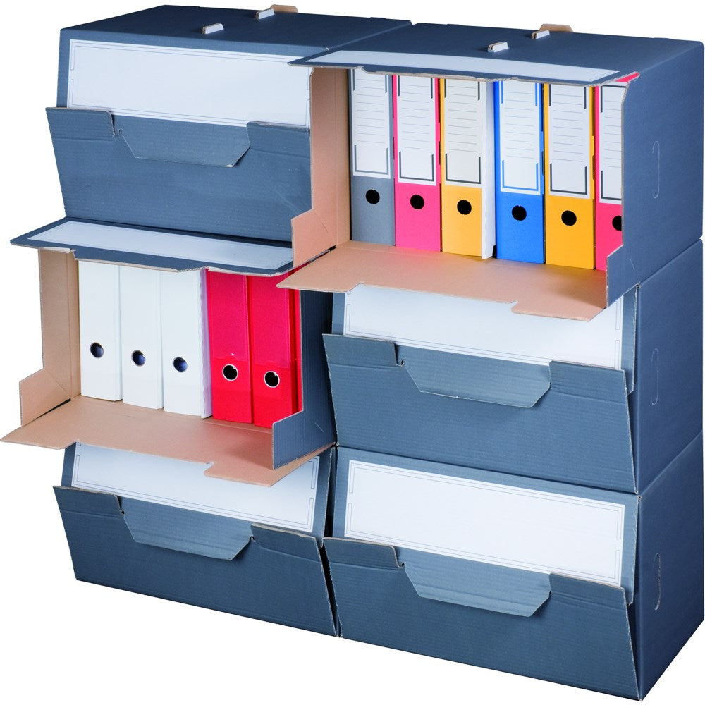Archivbox für Ordner m. Klappd.,504x325x305mm, wiederverschließbar, anthrazit