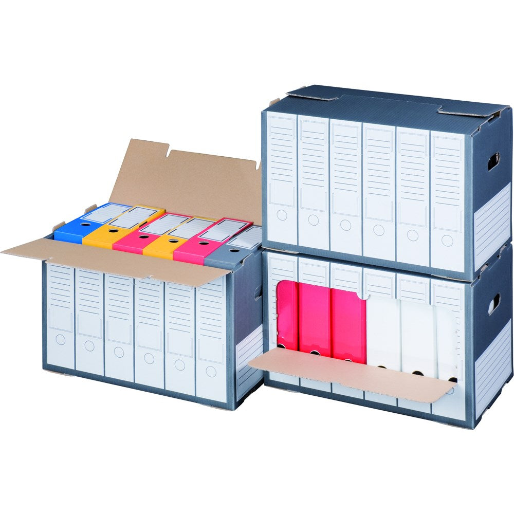 Archivbox f. Ordner m. Frontkl., 498x295x322mm, wiederverschließbar, anthrazit