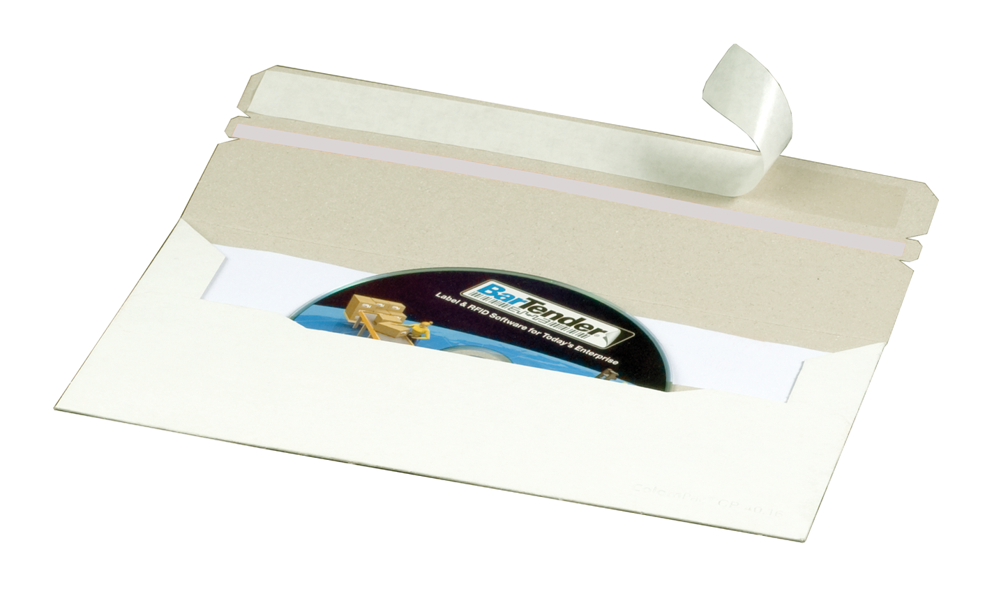 CD-Mailer DIN LANG, 218x121mm, Fenster links, sk m. Aufreißfaden, weiß