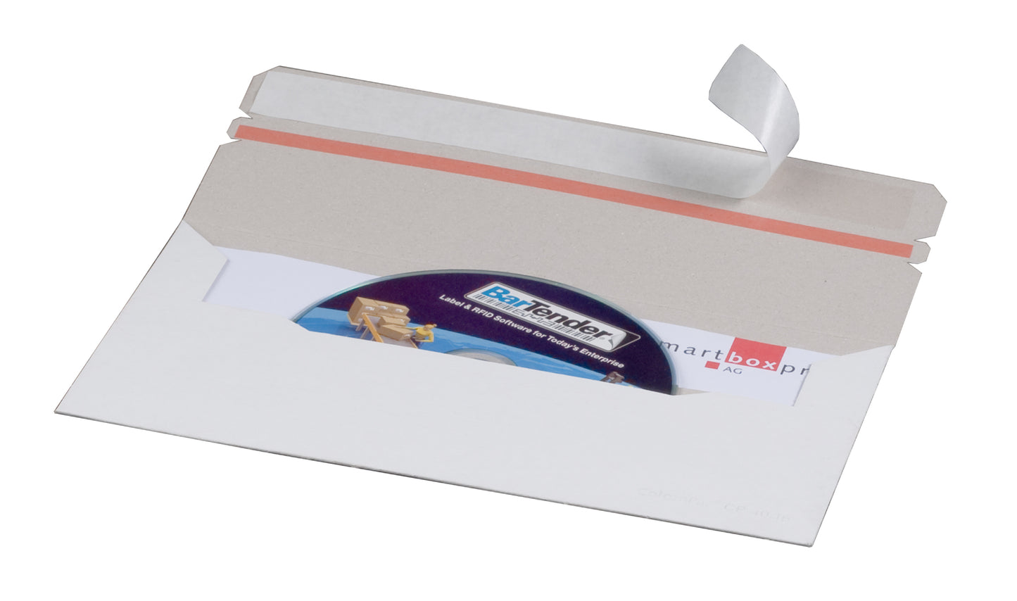 CD-Mailer DIN LANG, 218x121mm, ohne Fenster, sk m. Aufreißfaden, weiß