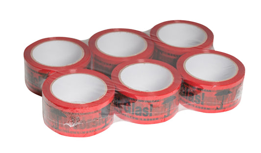 PP Signalklebeband "Vorsicht Glas" - 3-sprachig, 50mm x 66 lfm.