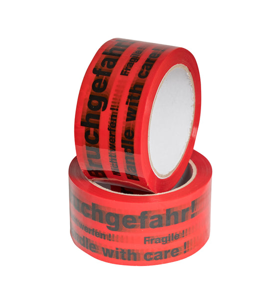 PP Signalklebeband "Bruchgefahr" - 3-sprachig, 50mm x 66 lfm.