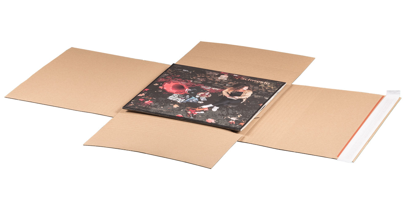 Versandverpackung für Schallplatten, 330x330x-75mm, mit SK und Aufreißfaden