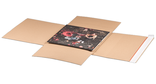 Versandverpackung für Schallplatten, 330x330x-75mm, mit SK und Aufreißfaden