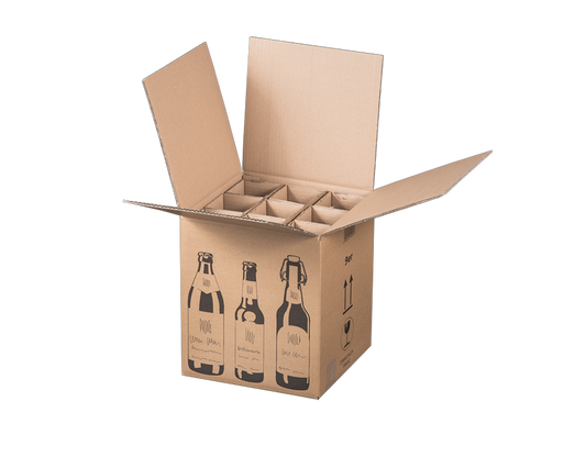 Faltkarton f. 9er Bierflaschen, 265x255x288mm, braun, Bierkarton
