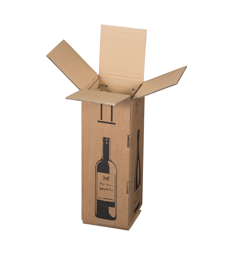Faltkarton für 1er Magnumflasche, 144x144x425 mm, braun