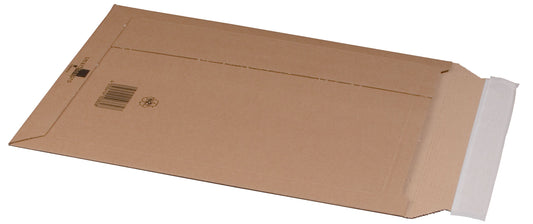 Versandtasche aus Wellpappe B4+, 285x397x-50mm, sk m. Aufreißfaden, braun, var. Höhe