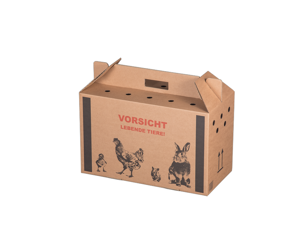 Transportkarton "Lebende Tiere", 477x233x295mm, braun, Mittel