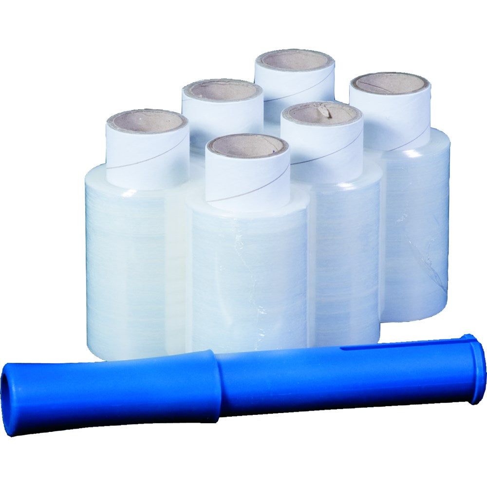 Stretchfolie 100 mm x 150 m, 6 Rol+1 Handabroller, 17mµ
